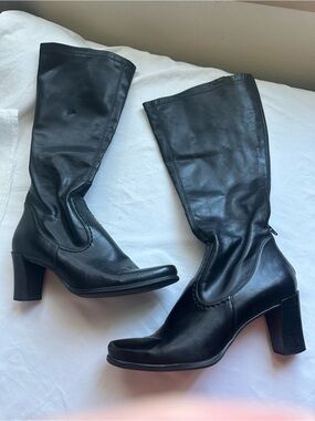 Franco Sarto Black Mid-Calf Block Heel Boots, Size 7.5 M